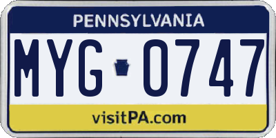 PA license plate MYG0747