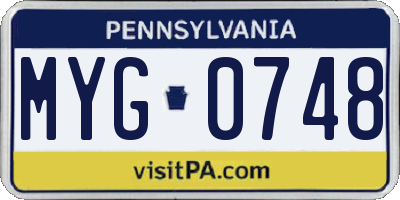 PA license plate MYG0748