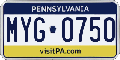 PA license plate MYG0750