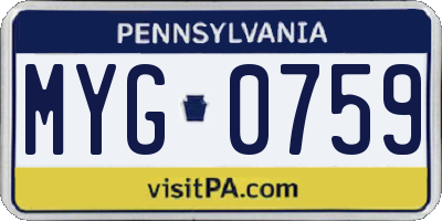 PA license plate MYG0759
