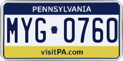 PA license plate MYG0760