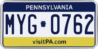 PA license plate MYG0762