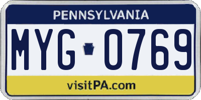 PA license plate MYG0769