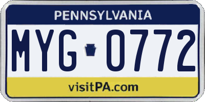 PA license plate MYG0772