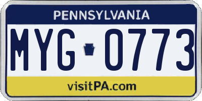 PA license plate MYG0773