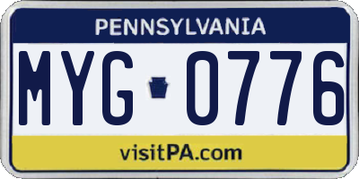 PA license plate MYG0776