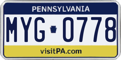 PA license plate MYG0778