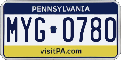 PA license plate MYG0780