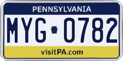 PA license plate MYG0782