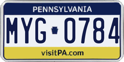 PA license plate MYG0784