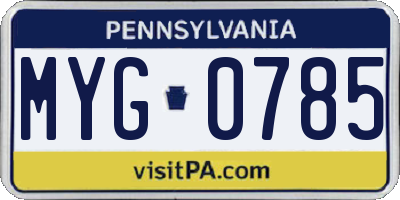 PA license plate MYG0785