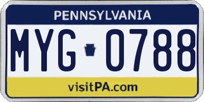 PA license plate MYG0788