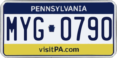 PA license plate MYG0790