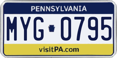 PA license plate MYG0795