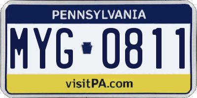 PA license plate MYG0811