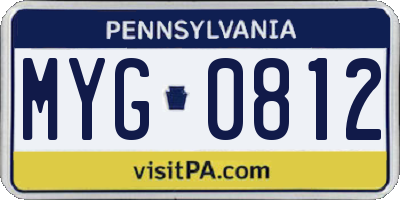 PA license plate MYG0812