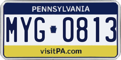 PA license plate MYG0813