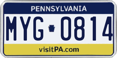 PA license plate MYG0814