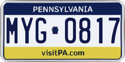 PA license plate MYG0817
