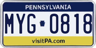 PA license plate MYG0818