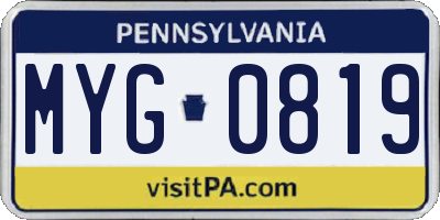 PA license plate MYG0819