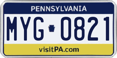 PA license plate MYG0821