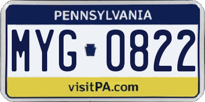 PA license plate MYG0822