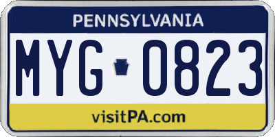 PA license plate MYG0823