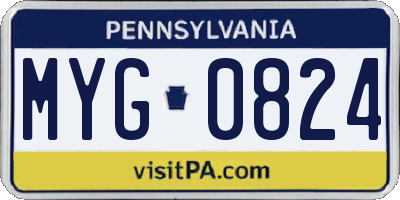 PA license plate MYG0824
