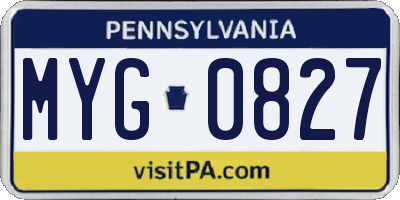 PA license plate MYG0827