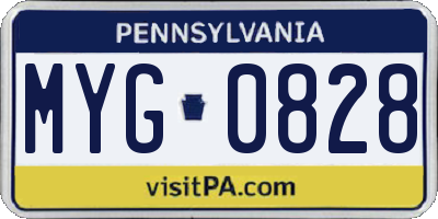 PA license plate MYG0828