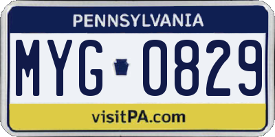 PA license plate MYG0829