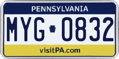 PA license plate MYG0832
