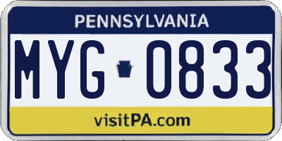 PA license plate MYG0833