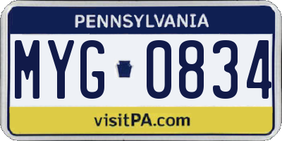 PA license plate MYG0834