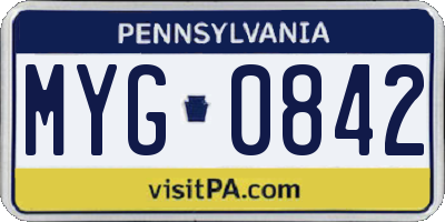 PA license plate MYG0842