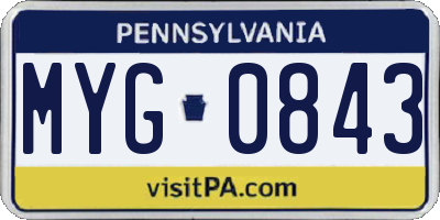 PA license plate MYG0843