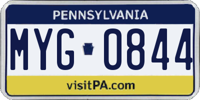 PA license plate MYG0844