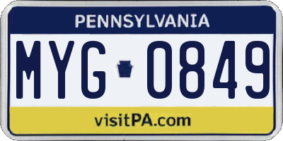 PA license plate MYG0849
