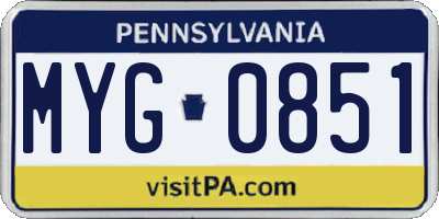 PA license plate MYG0851