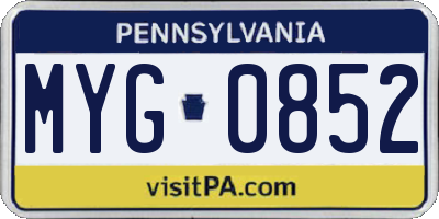 PA license plate MYG0852