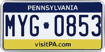 PA license plate MYG0853