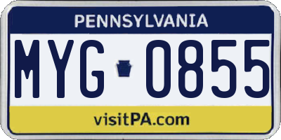 PA license plate MYG0855