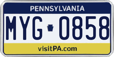 PA license plate MYG0858