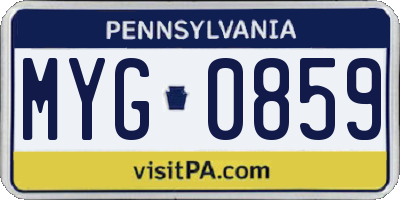 PA license plate MYG0859