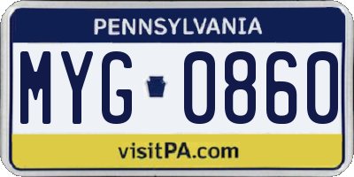 PA license plate MYG0860