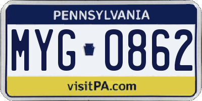 PA license plate MYG0862