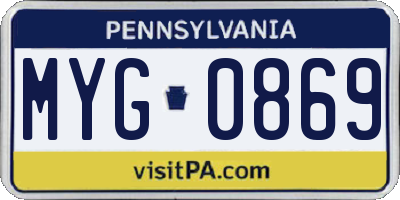 PA license plate MYG0869