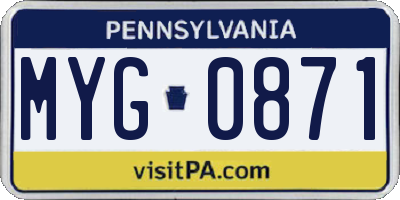 PA license plate MYG0871