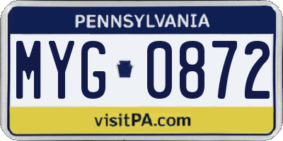 PA license plate MYG0872